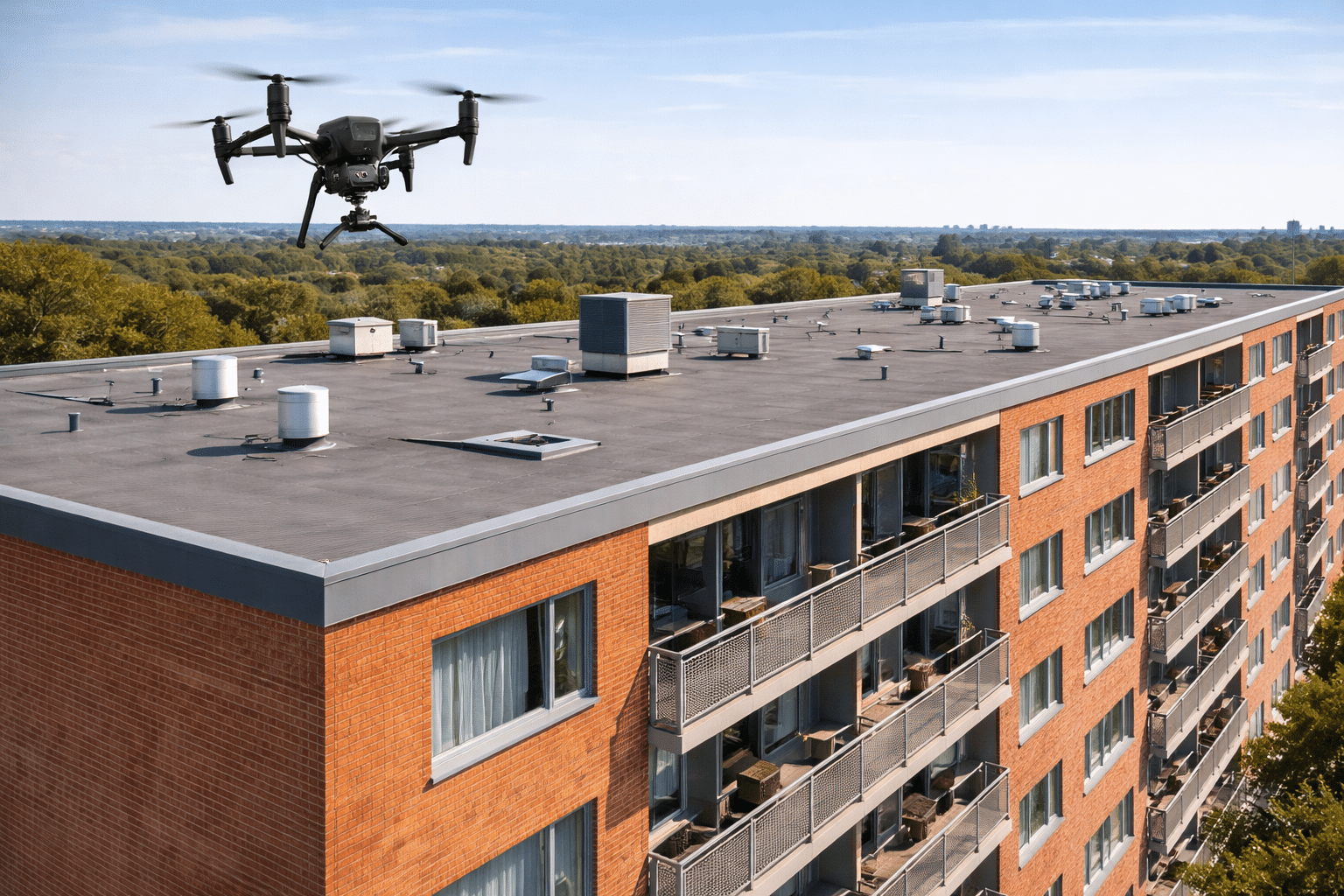 Drone inspektiom af etageejendom