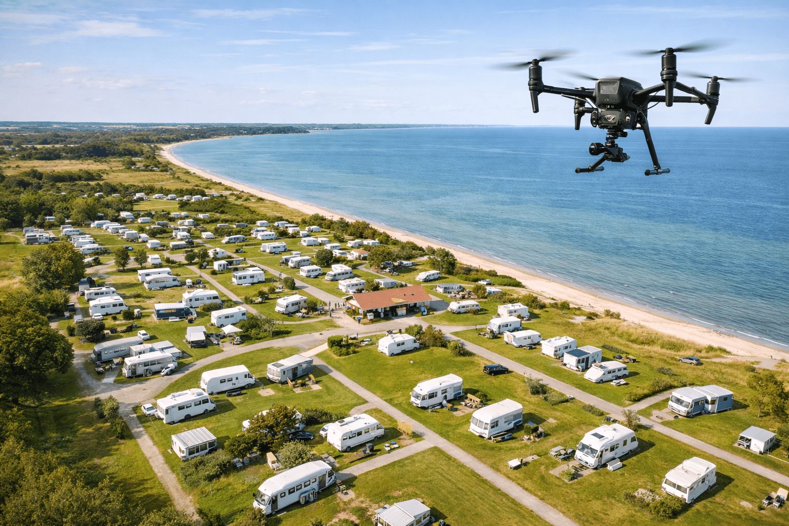 Drone optagelse af campingplads